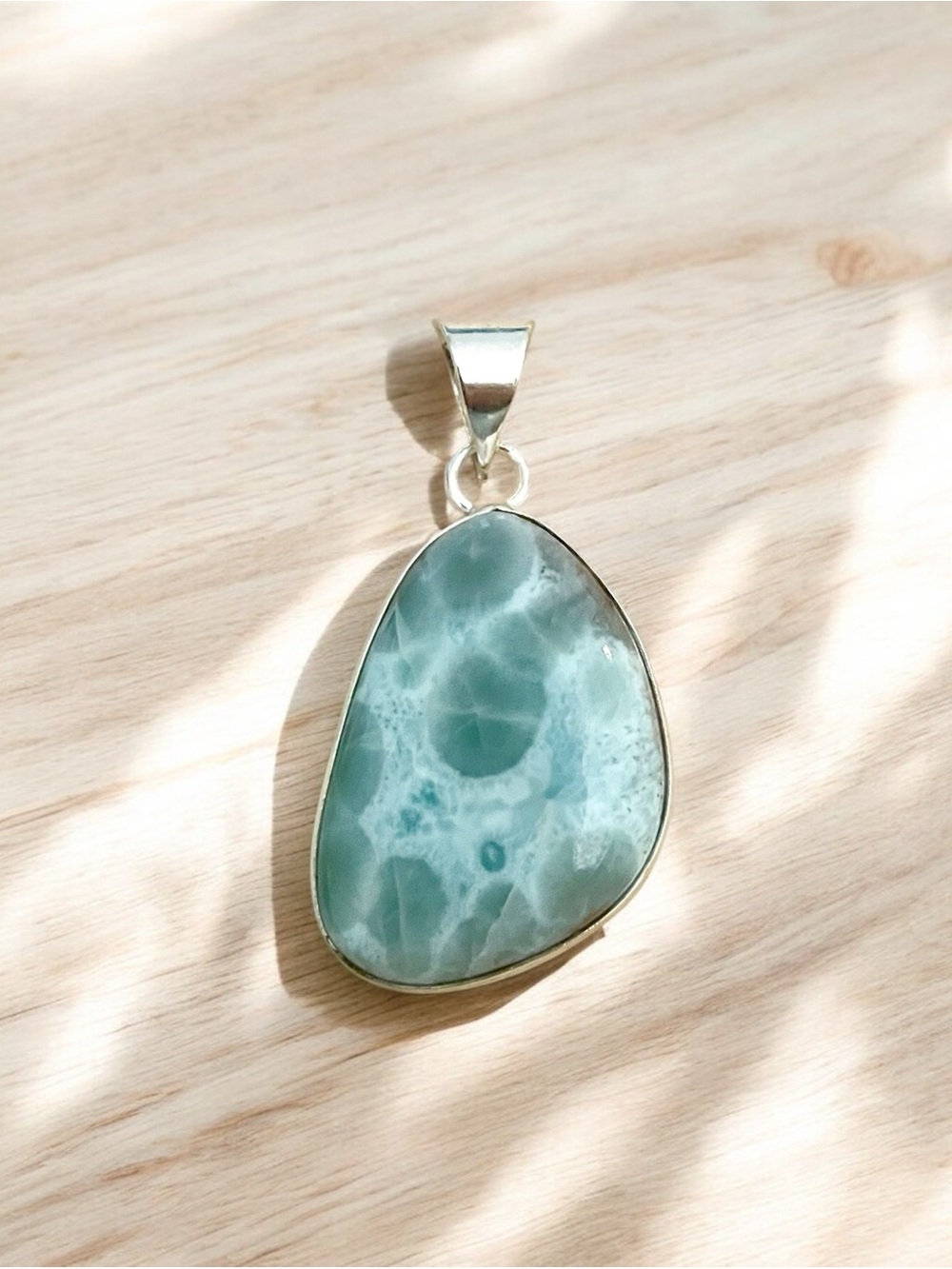 Larimar Gemstone Pendant in 925 sterling silver overlay